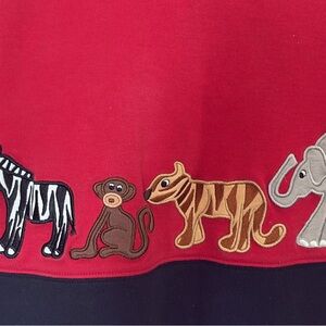 🎪🦓🐒🦁🐘VTG Bechamel 100% COTTON Knit Boxy Tee Circus Animals Appliqués PS